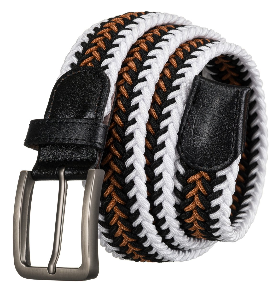 Pleciony parciany pasek męski do spodni jeansów czarny biały beżowy PETERSON skóra naturalna elastyczny bez dziurek klasyczna klamra 110