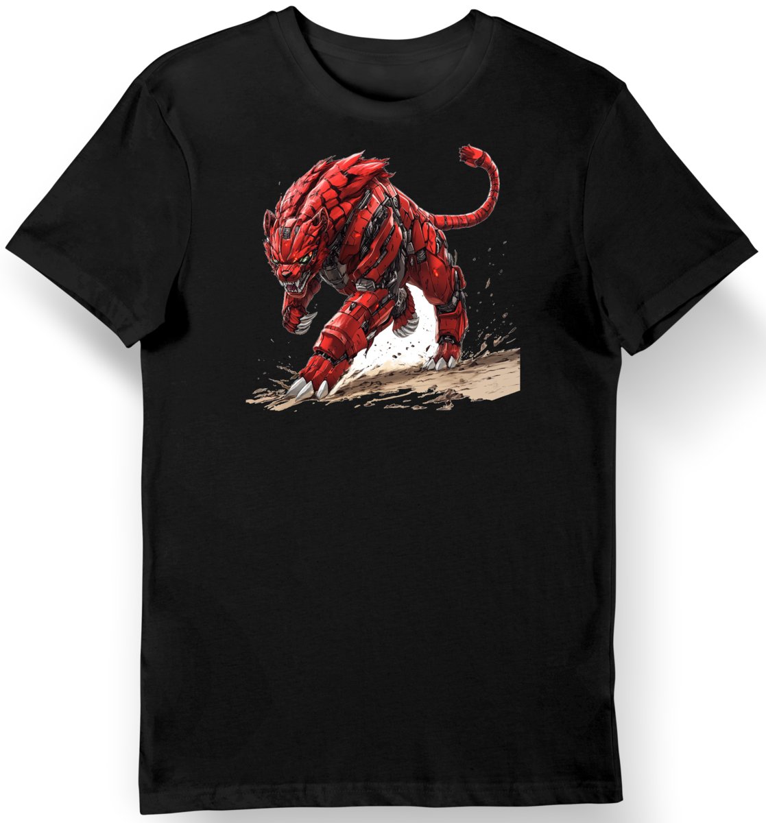 Koszulka męska czarna, Dynamiczne Zwierzę Mecha w stylu Anime 2XL