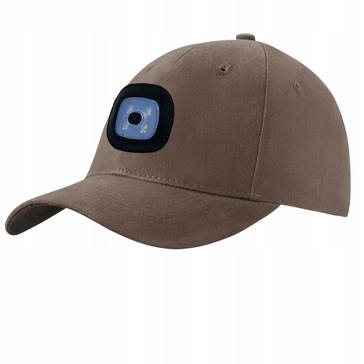 Czapka z daszkiem z latarką Led z lampką Czołową LED Ładowanie USB brązowy