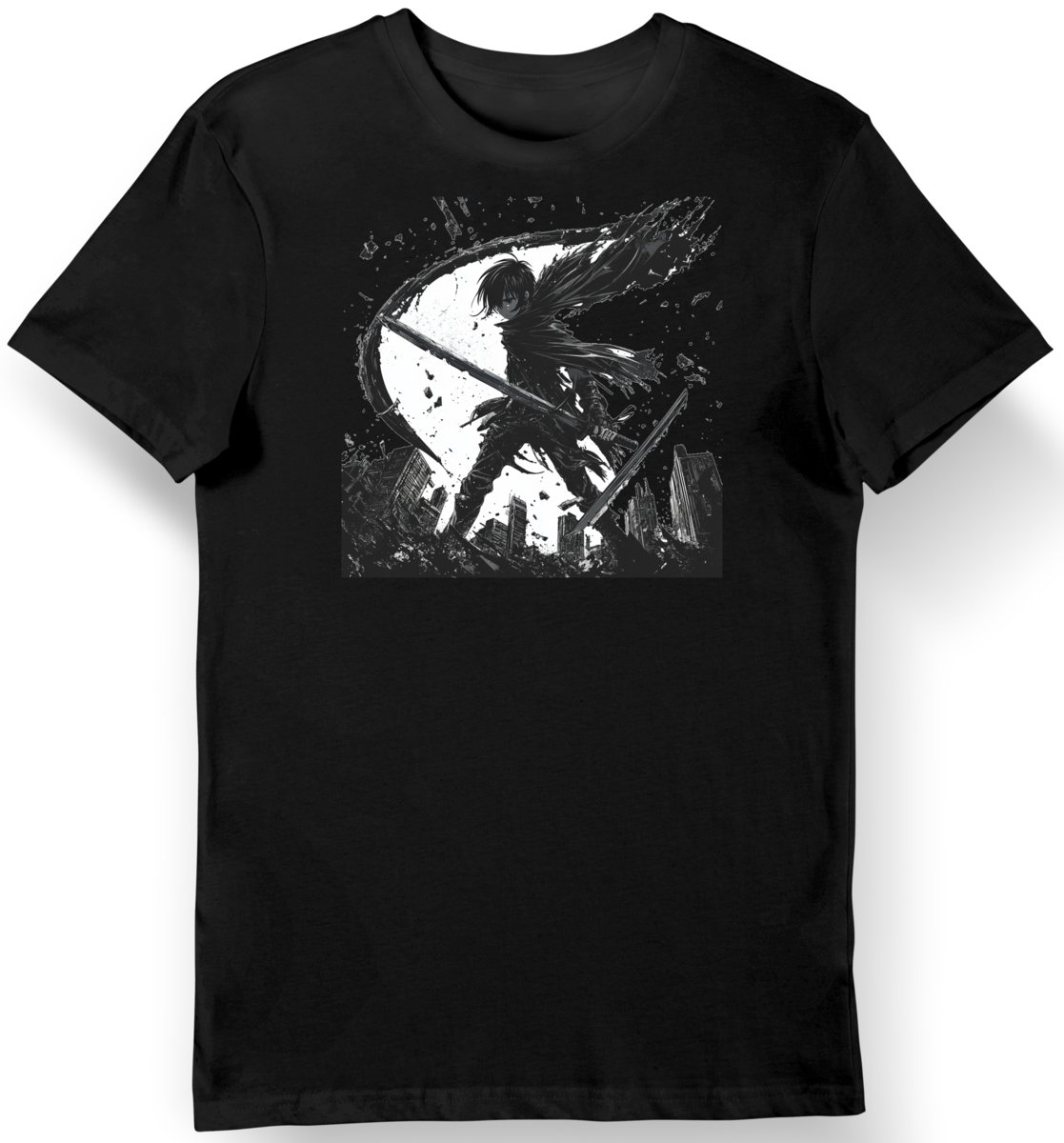 Koszulka męska czarna - Eren w stylu mrocznego shōnen anime 3XL