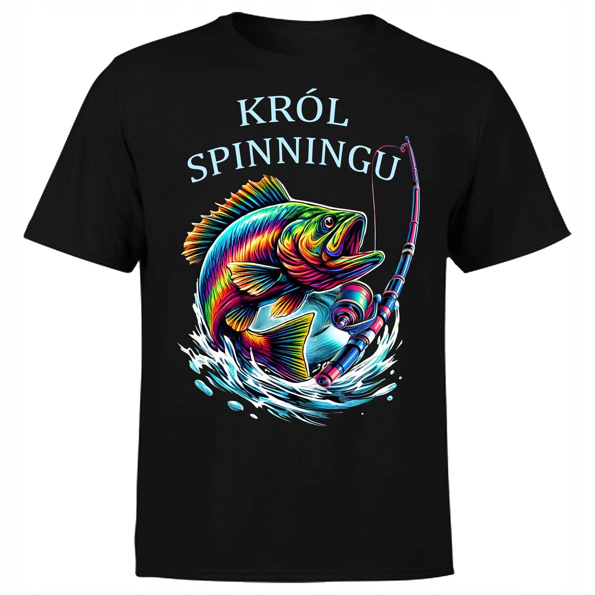 KOSZULKA MĘSKA Z NADRUKIEM KRÓL SPINNINGU RYBY PREZENT DLA WĘDKARZA XXL