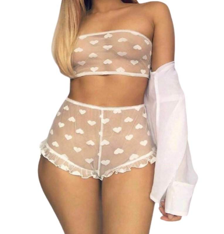 SEKSOWNY KOMPLET KORONKOWY ZESTAW BIELIZNA DAMSKA STANIK KORONKA TOP MAJTKI