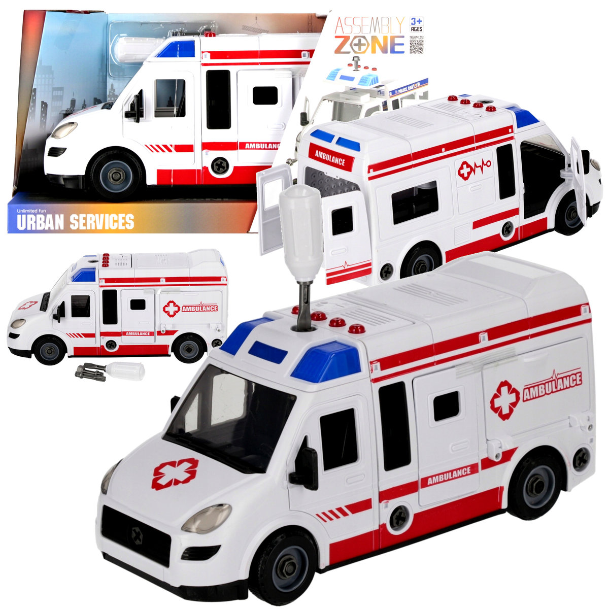 Ambulans karetka pogotowie zabawka Auto pogotowia skręcane światło dźwięk