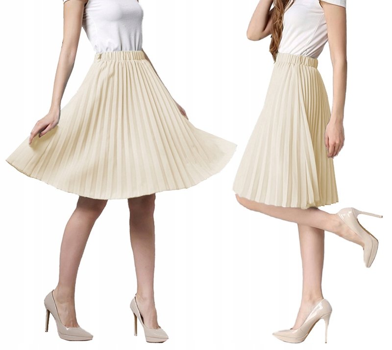 ELEGANCKA SPÓDNICA PLISOWANA MIDI SPÓDNICZKA NA GUMCE RETRO KOLORY S/M