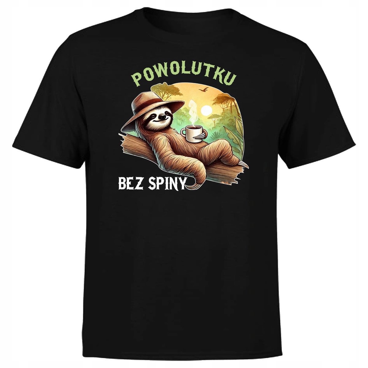 KOSZULKA MĘSKA Z NADRUKIEM LENIWIEC POWOLUTKU BEZ SPINY NAPIS PREZENT M
