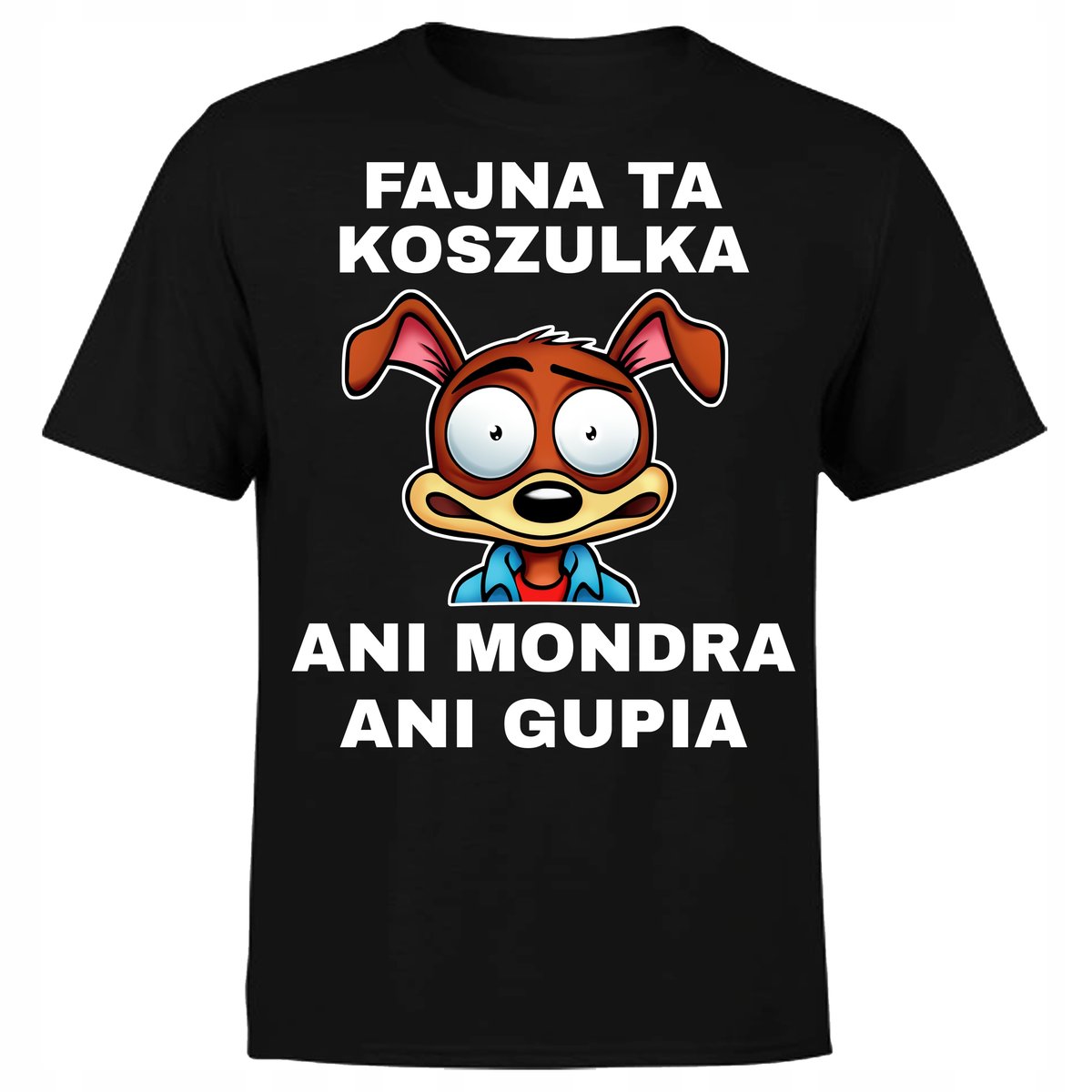 KOSZULKA MĘSKA Z NADRUKIEM PIES NAPIS FAJNA KOSZULKA ŚMIESZNA PREZENT 5XL