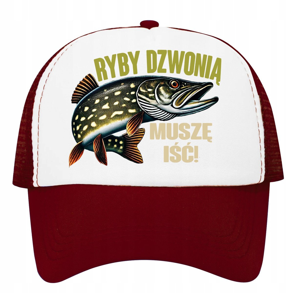 Czapka z daszkiem trucker siateczka tirówka dla wędkarza ryby szczupak 06