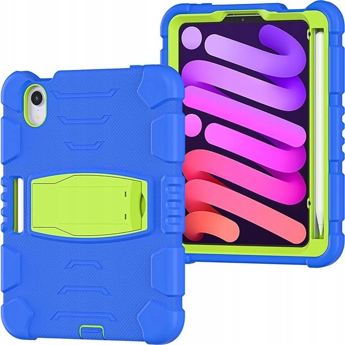 Etui do Apple iPad Mini 6 2021/ 8,3 cala Niebieski z Zielonym