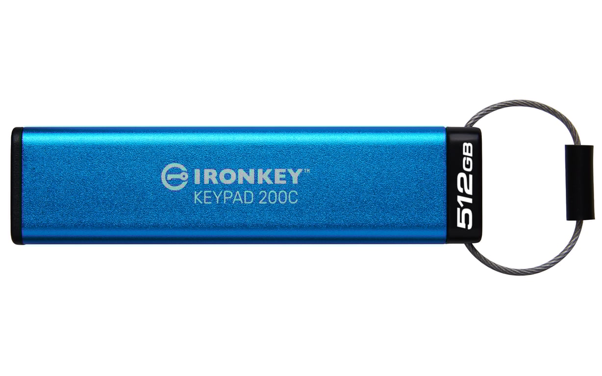 Kingston Technology IronKey Keypad 200 512 GB USB Type-C 3.2 Gen 1 (3.1 Gen 1) Niebieski IKKP200C/512GB