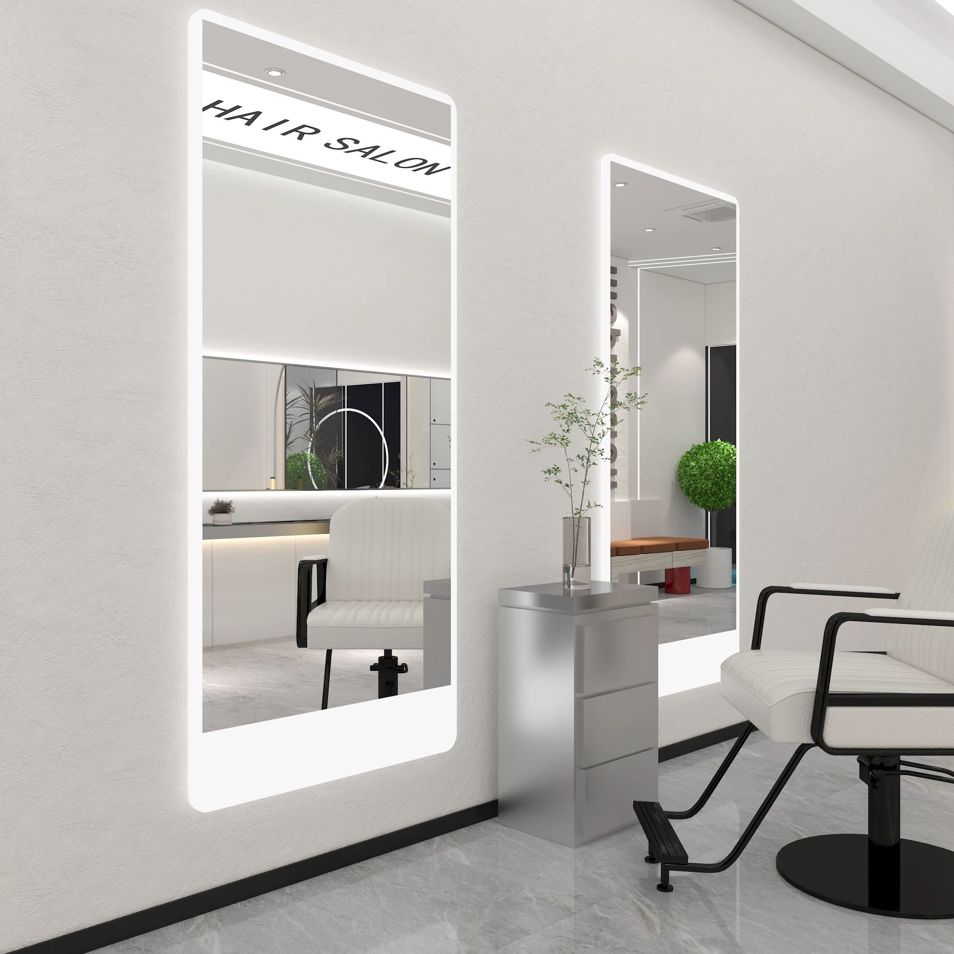 Konsola konsoleta fryzjerska barberska lustro fryzjerskie LED rama aluminiowa 200x80 PRO