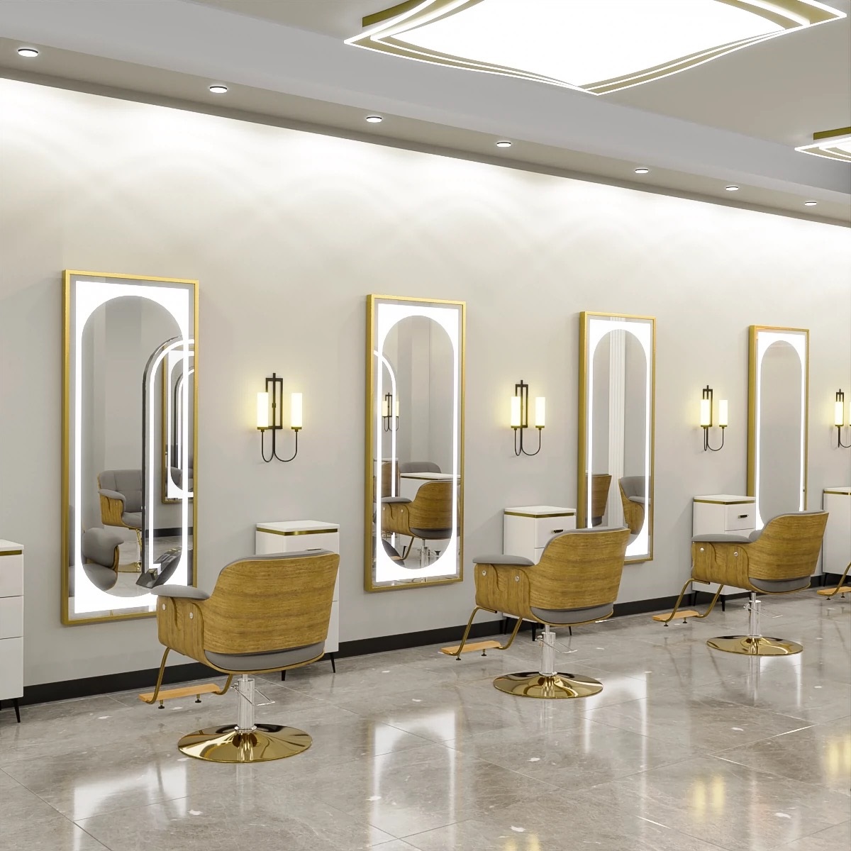 Konsola konsoleta fryzjerska barberska kosmetyczna lustro LED rama aluminiowa 170x70 STD
