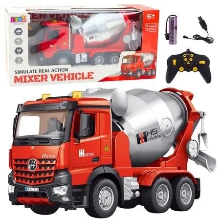Betoniarka budowlana RC 2.4G 9CH czerwona - Leantoys