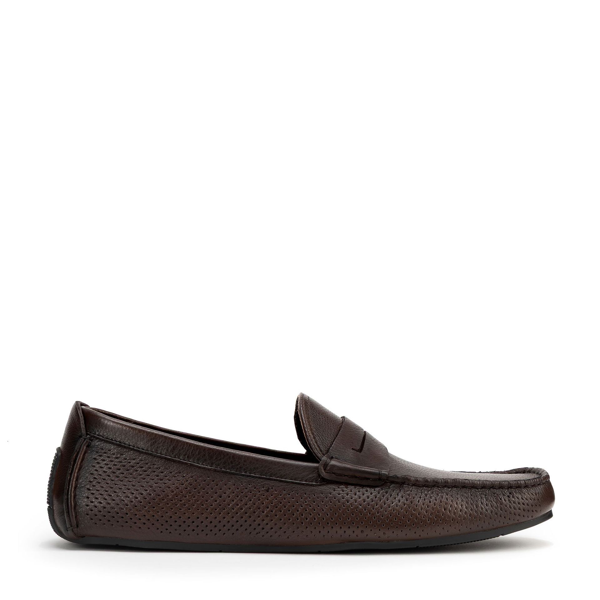 Męskie półbuty slip-on ze skóry brązowe