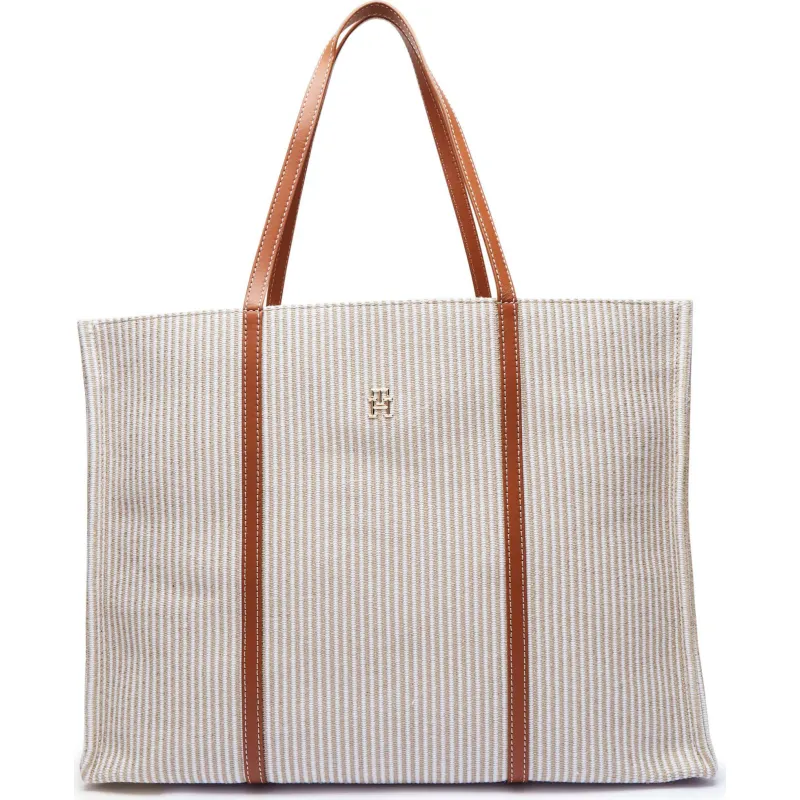 Tommy Hilfiger Shopperka z dodatkiem skóry