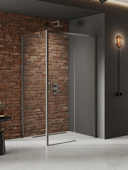 Kabina prysznicowa prostokątna prawa 100x90 kolor stal szczotkowana D-0886A/D-0354B Prime New Trendy Gunmetal Brushed