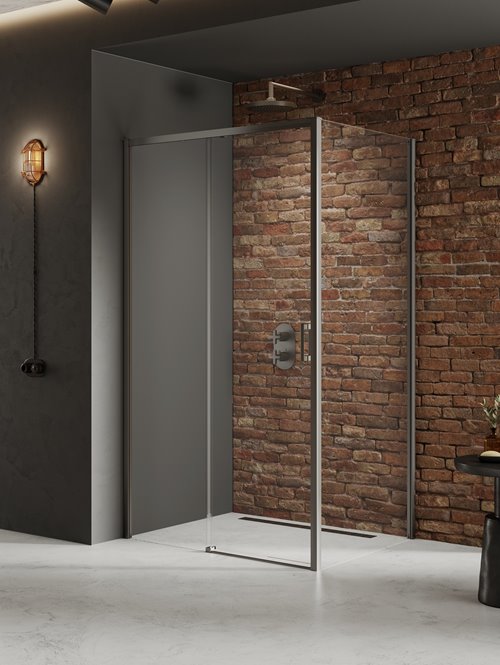 Kabina prysznicowa prostokątna lewa 100x80 kolor stal szczotkowana D-0885A/D-0353B Prime New Trendy Gunmetal Brushed