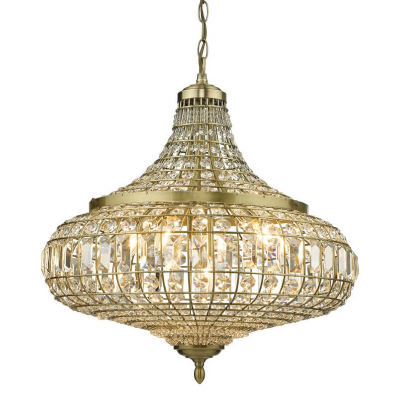 Wisząca lampa kryształowa Asmara ASM0675 mosiądz przezroczysty