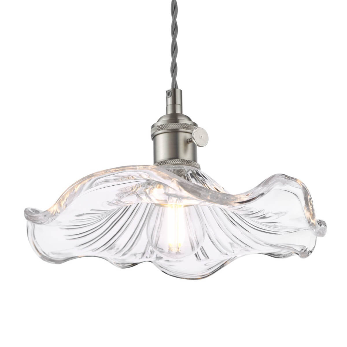 Szklana lampa wisząca Hadano HAD0161-12 do salonu chrom przezroczysty