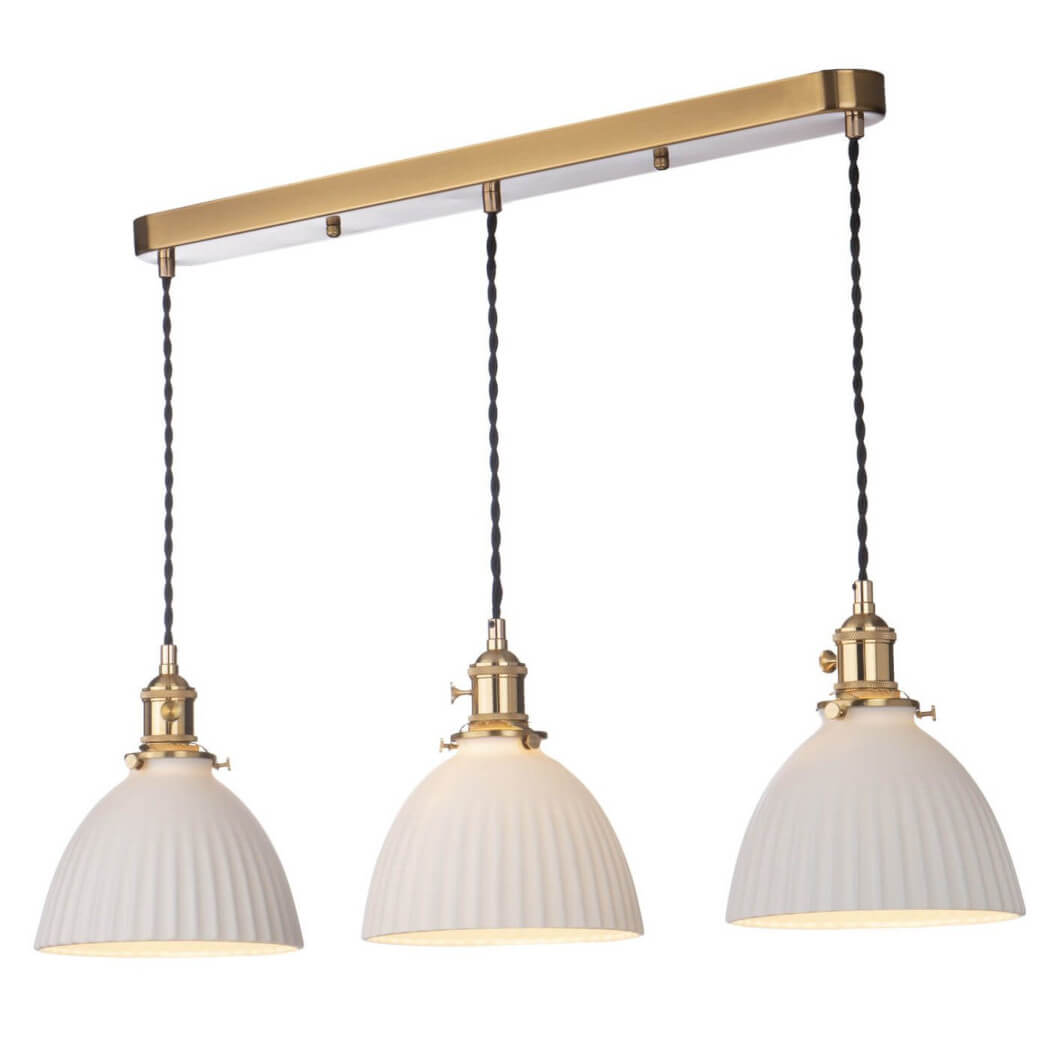 Potrójna lampa wisząca Hadano HAD3640-09 ceramiczna mosiądz biały