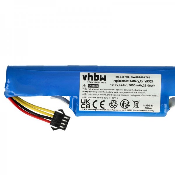 VHBW Bateria do Vileda VR 303 / VR 201 PetPro, 2600 mAh
