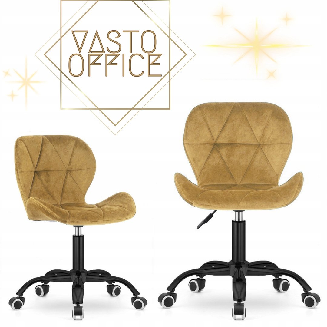 Krzesło Obrotowe Do Biurka Gabinetu Regulowane Welurowe VASTO OFFICE Honey