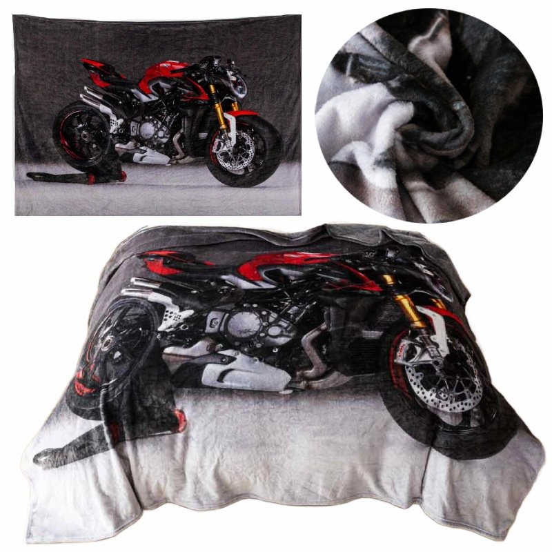 Koc 160x200 realistyczny nadruk miękki pled narzuta wzór motor Cotton World