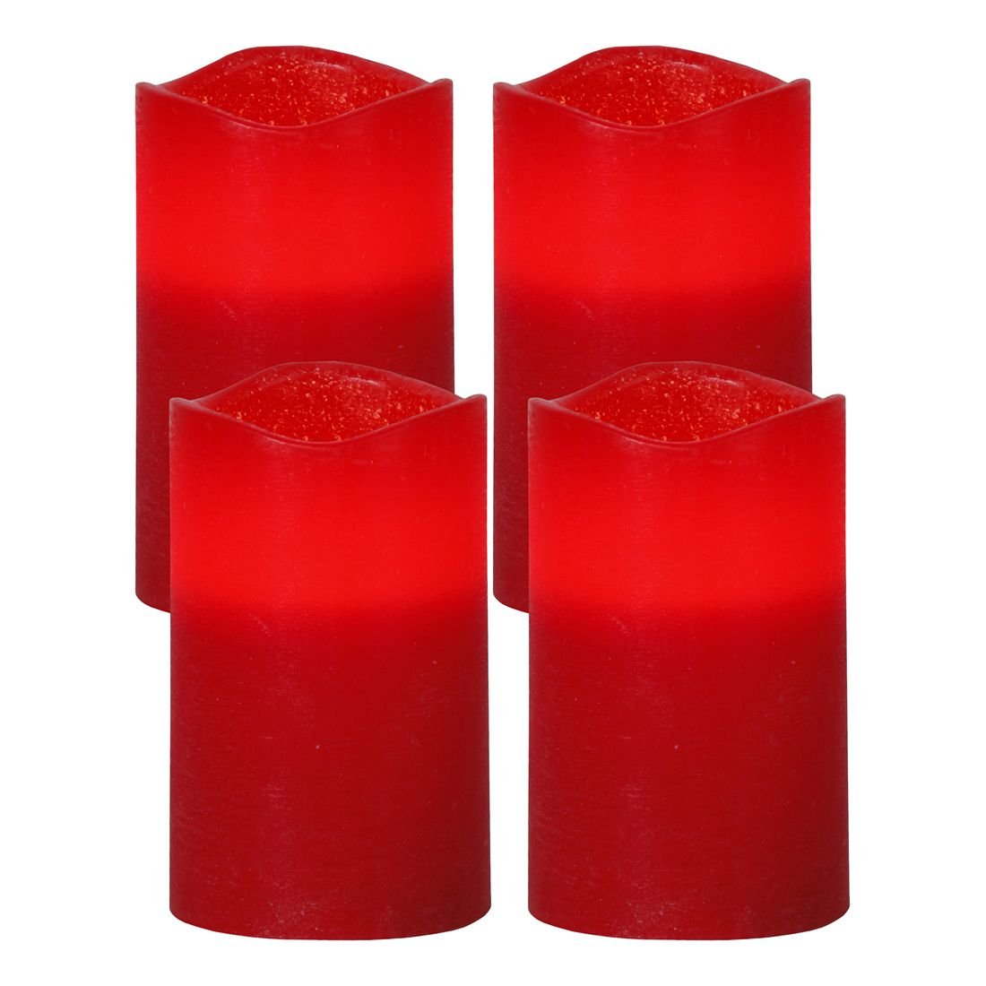 Zestaw 4x świeca LED woskowa MAY czerwona 12,5cm
