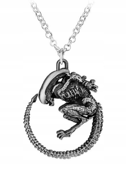 Masywny, dwustronny naszyjnik, wisiorek, przywieszka - OBCY, ALIEN, POTWÓR