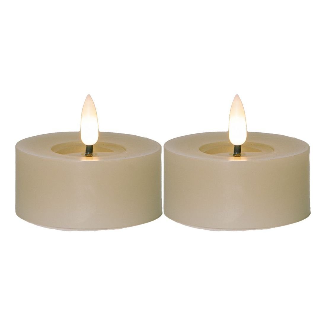 Zestaw 2x świeca LED woskowa tealight FLAMME FLOW beżowa