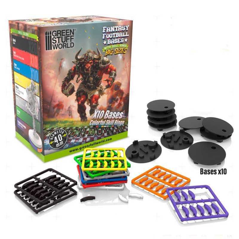 Blood Bowl Bases 40mm with Skill Rings, Green Stuff World