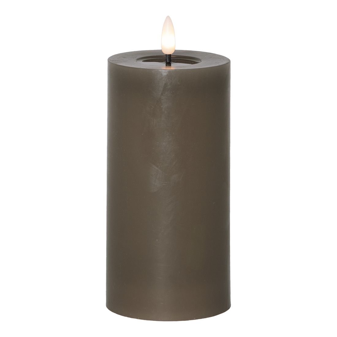 Świeca LED woskowa FLAMME FLOW brązowo-szara 17,5cm 1500h