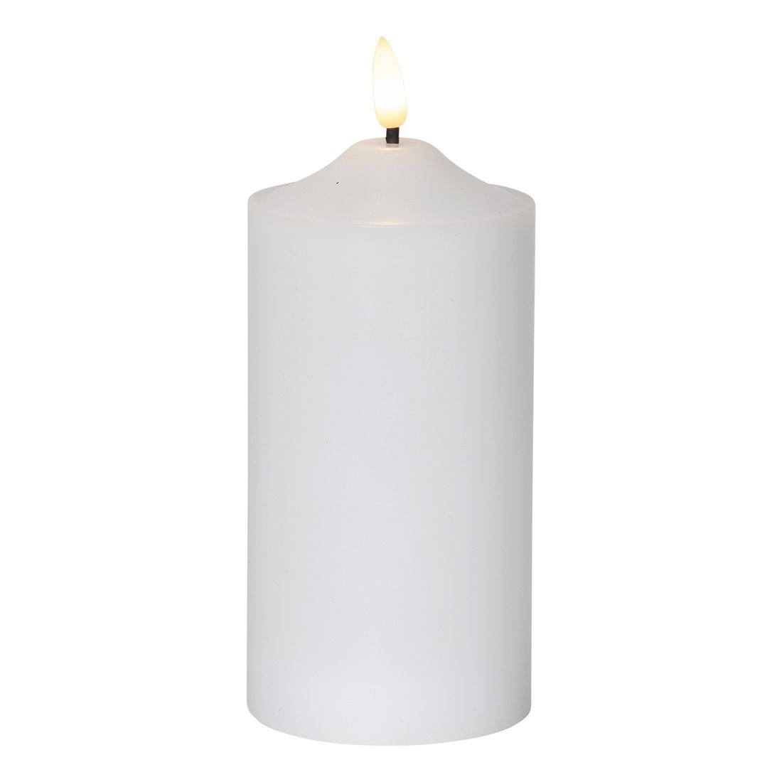 Świeca LED woskowa filarowa FLAMME TOP biała 17cm