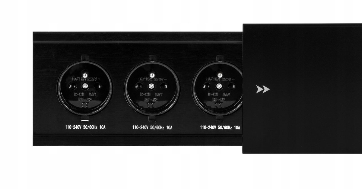 GNIAZDO PRZEDŁUŻACZ CHOWANE WPUSZCZANE W BLAT 3x230 CZARNY MAT WYSUWANE