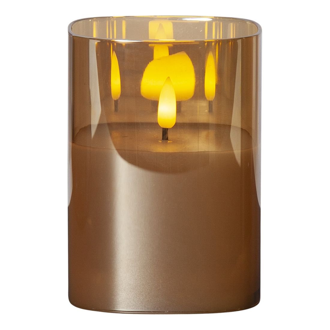 Świeca LED szklana woskowa FLAMME GLASS bursztynowa 12,5cm