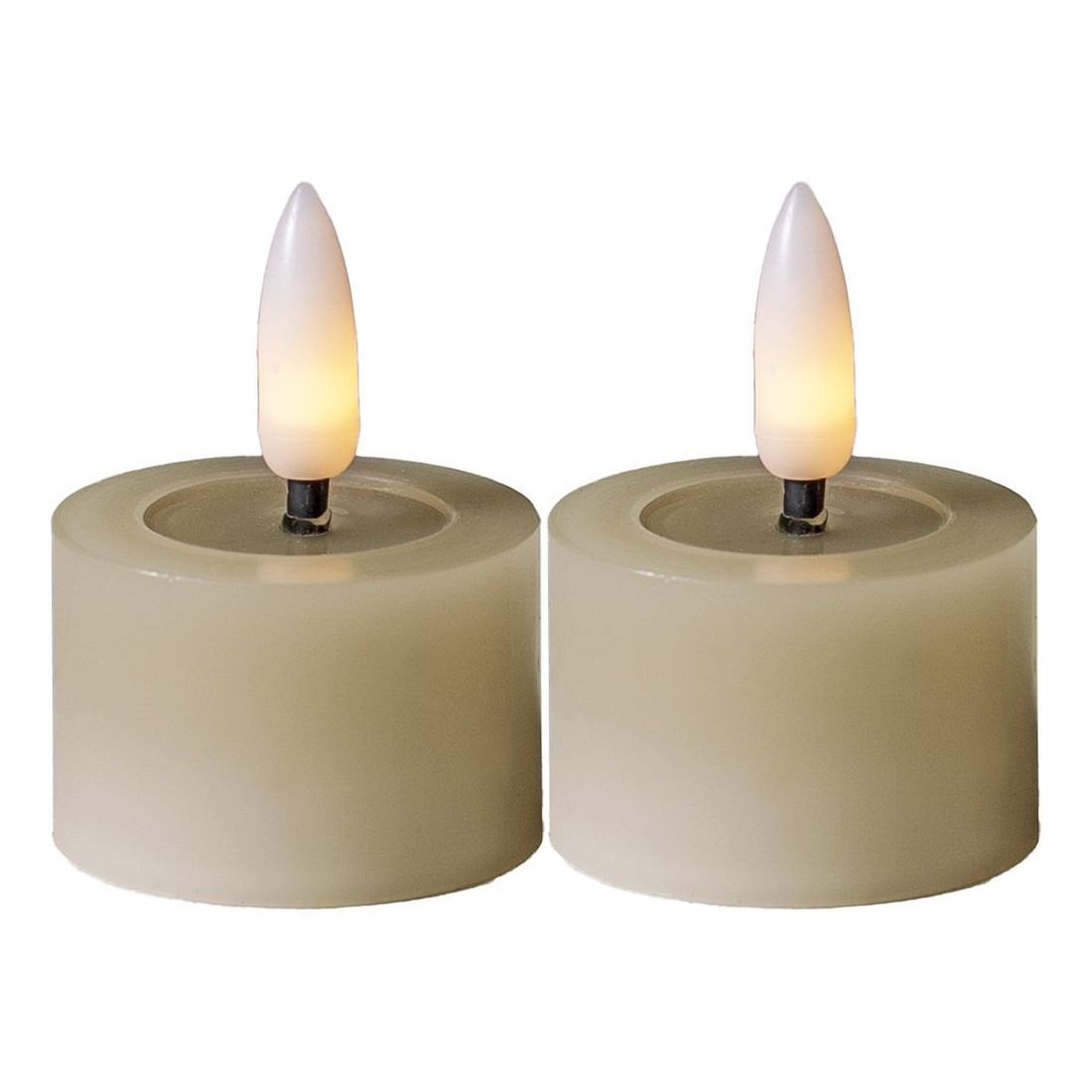 Zestaw 2x świeca LED woskowa tealight FLAMME FLOW beżowa
