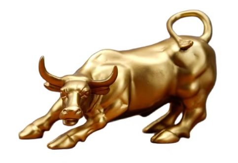 FIGURKA, STATUA DEKORACYJNA - BULL BYK Z WALL STREET NA BIURKO - FENG SHUI
