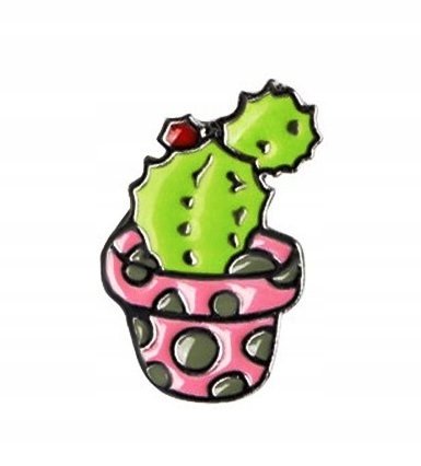 PIĘKNA PRZYPINKA, BROCHA, BROSZKA, PIN - KWIATEK Z KOLCAMI - KAKTUSIK