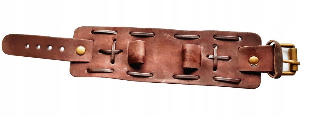 GRUBY, SZEROKI BRĄZOWY SKÓRZANY PASEK DO ZEGARKA 20/50MM - SKÓRA NATURALNA