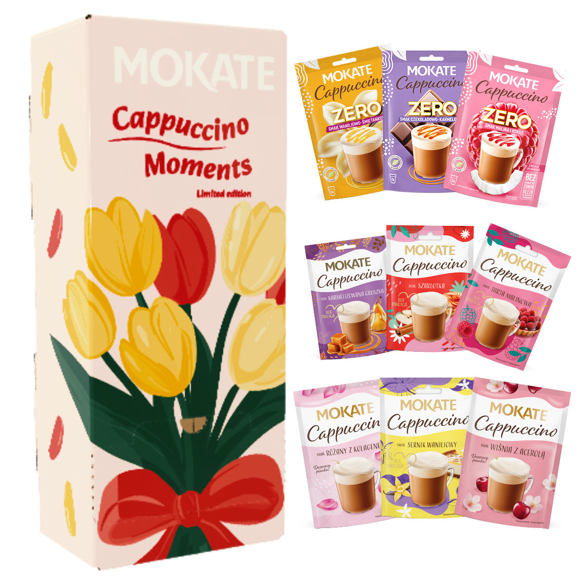 Zestaw Na Prezent Kawa Cappuccino Mokate Napój Kawowy Mix 12 Smaków 24szt