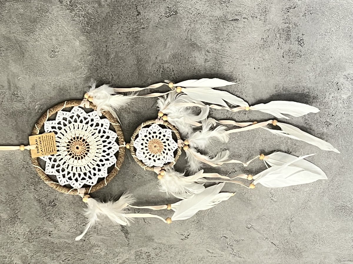 Łapacz snów szydełkowy boho dekoracja ścienna amulet idealny prezent 17cm