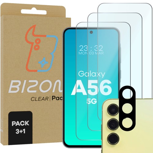 Bizon 3x Szkło hartowane + szybka na aparat Glass Clear 2 Pack do Galaxy A56 5G