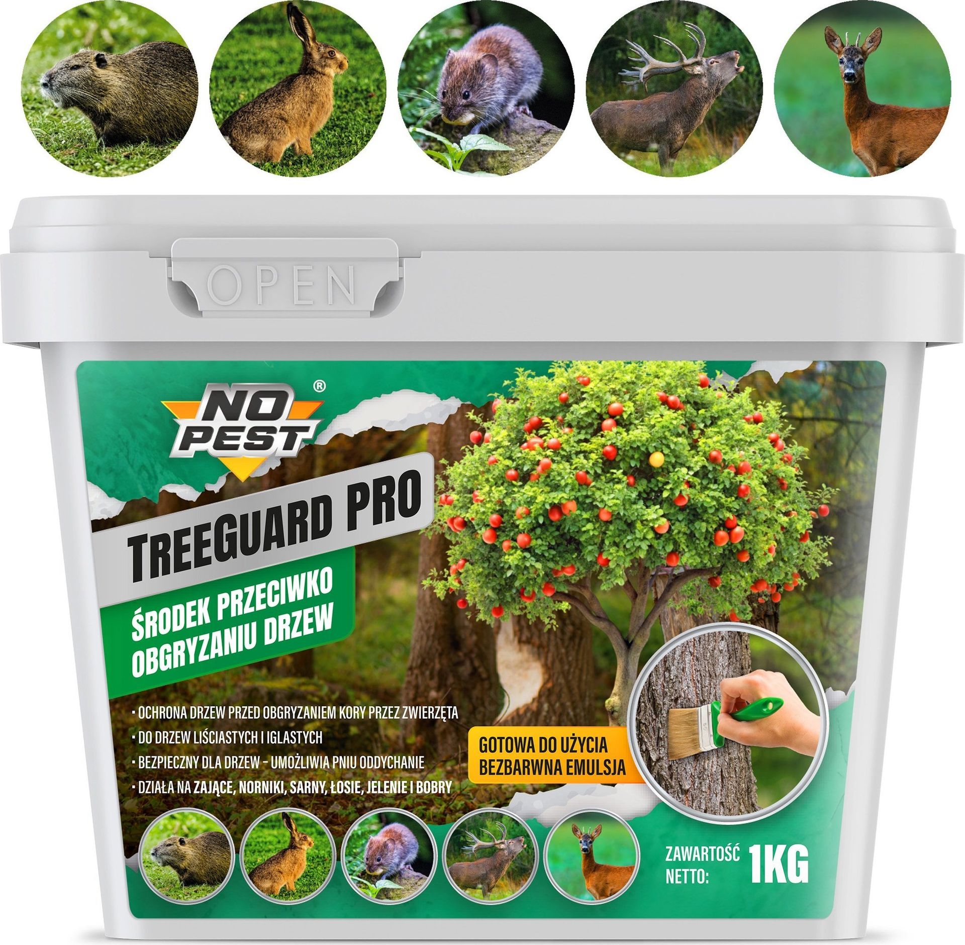 Środek Przeciwko Obgryzaniu Drzewek 1kg Odstraszacz Zwierząt Saren Jeleni Zająców Bobrów Gryzoni TreeGuard PRO