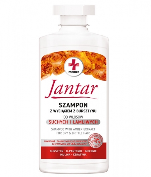Jantar Medica Szampon z wyciągiem z bursztynu do włosów suchych i łamliwych, 330 ml