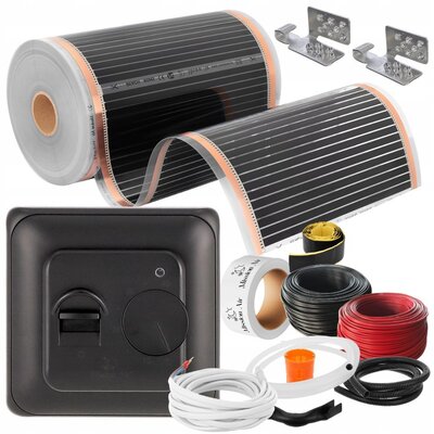 MISSION AIR Black Silver PTC 160W/m2 2.5m² szer. 50cm + regulator Aries Czarny