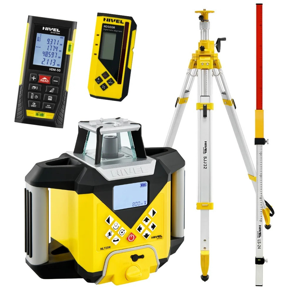 ZESTAW Niwelator laserowy Nivel System NL720R DIGITAL + statyw SJJ32 + łata LS24 + dalmierz HDM 5G Nivel System