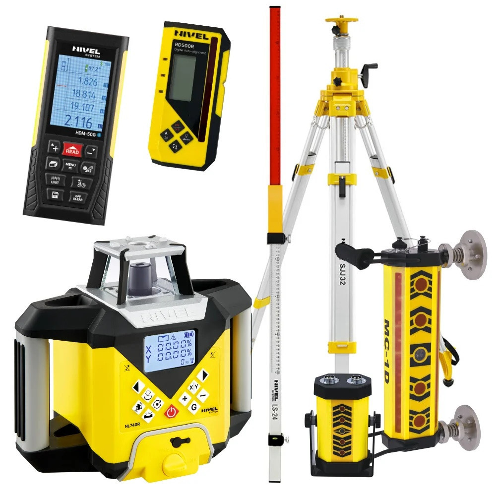 ZESTAW Niwelator laserowy Nivel System NL740R DIGITAL + statyw SJJ32 + łata LS24 + dalmierz HDM-50G + czujnik MC-1D Nivel System