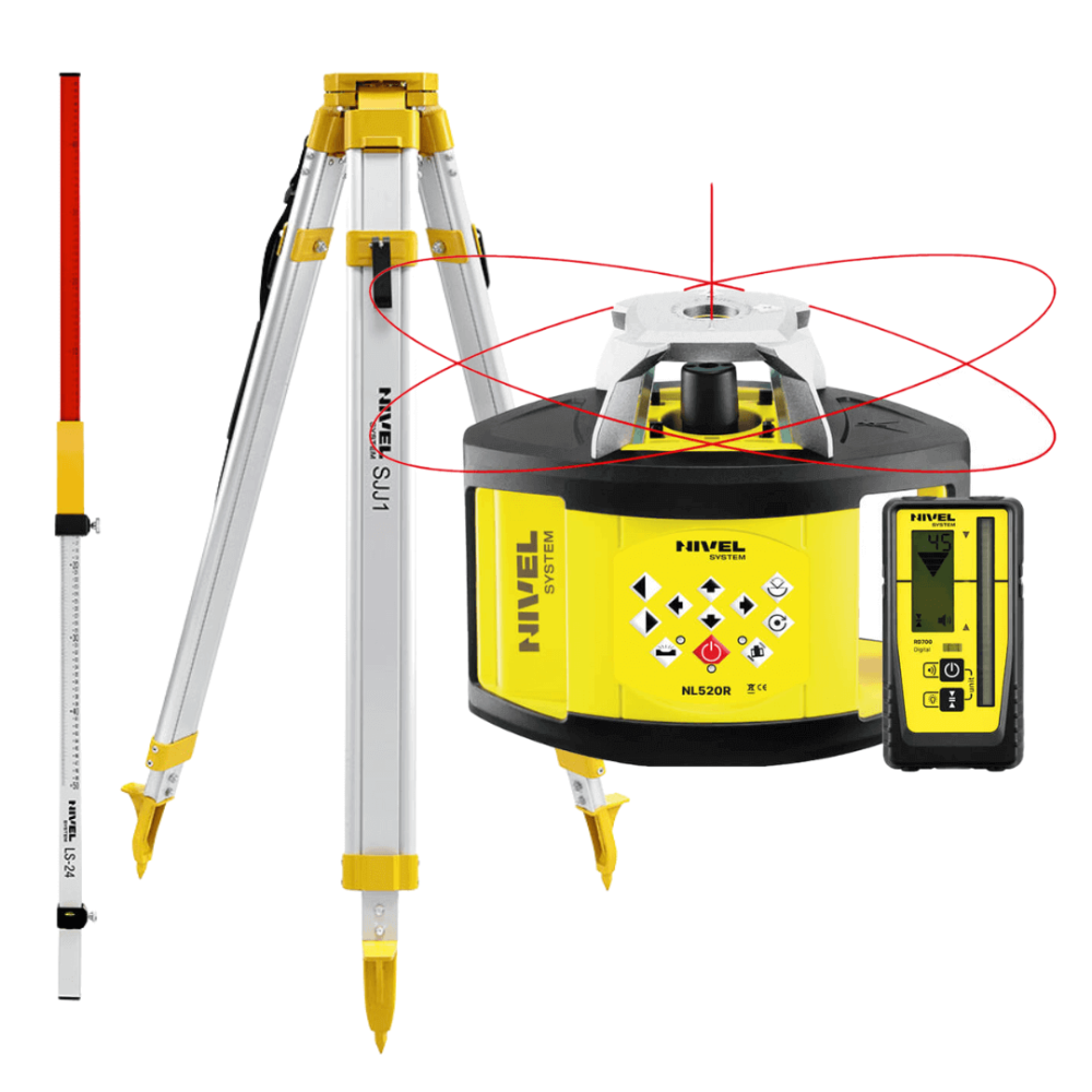 Niwelator laserowy Nivel System NL 520R DIGITAL - ZESTAW łata LS-24 + statyw SJJ1 Nivel System