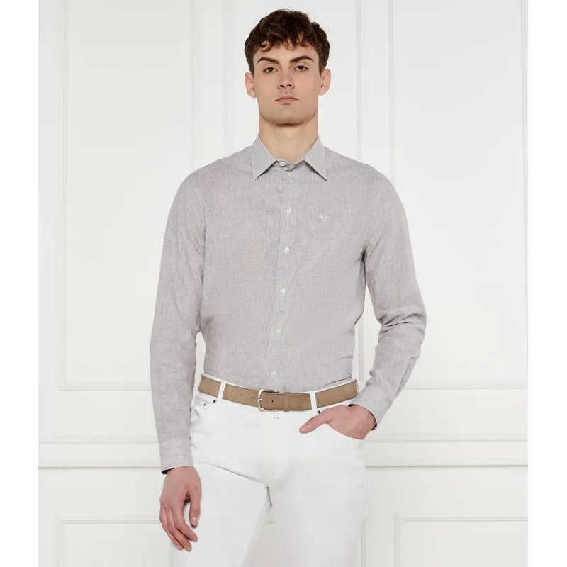 Emporio Armani Lniana koszula Regular Fit