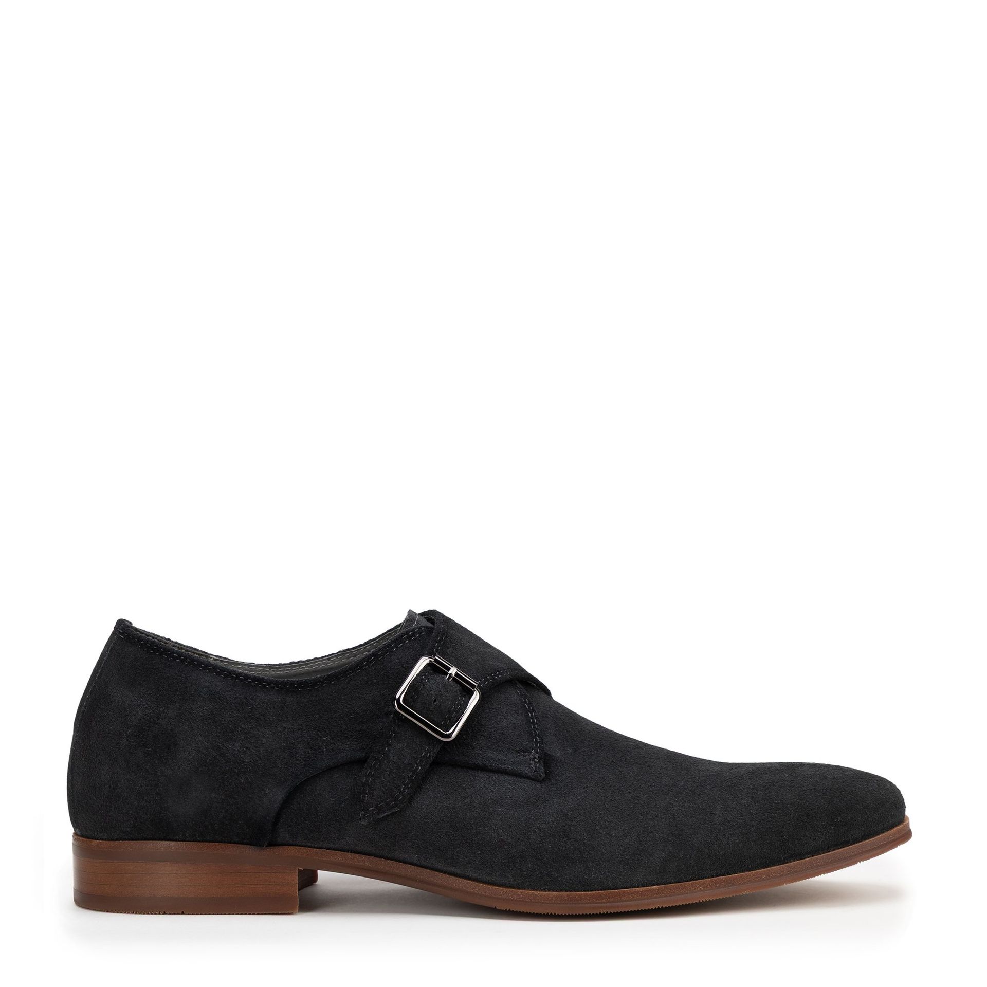 Męskie buty monki ze skóry zamszowej ciemny szary