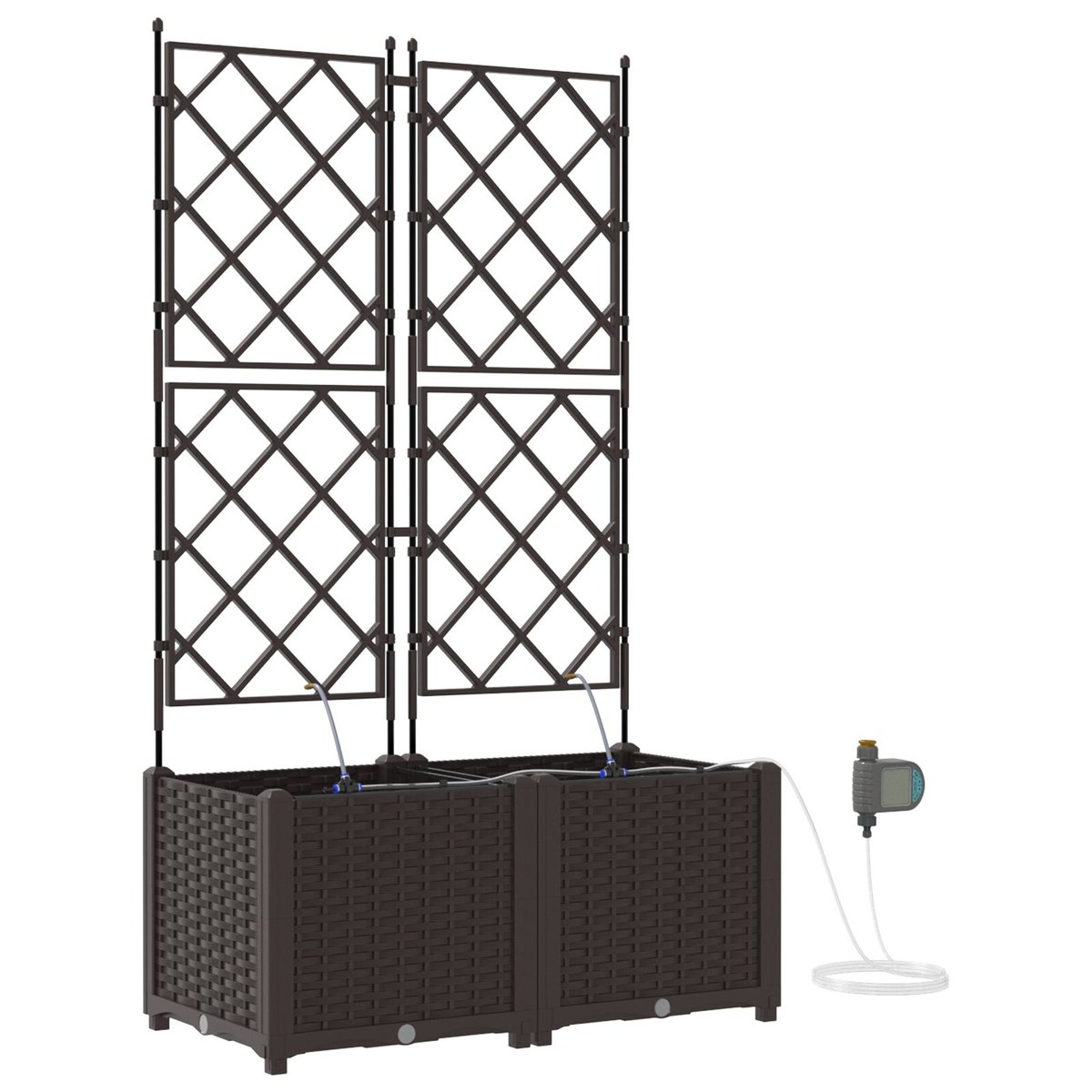 vidaXL Donica ogrodowa Brązowa Plastik, Wiklina 80 x 40 x 142 cm Donice